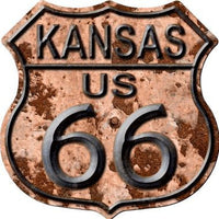 Kansas Route 66 Rusty Metal Novelty Highway Shield