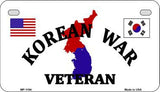 Korean War Veteran Metal Novelty Motorcycle License Plate