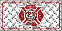 Fire and Rescue Metal Novelty License Plate