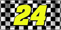 Jeff Gordon 24 Checkered Flag Metal Novelty License Plate