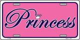 Pink Princess Metal Novelty License Plate