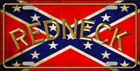 Redneck Confederate Flag Background Metal Novelty License Plate