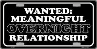 Wanted Meaningful Overnight Relationship Metal Novelty License Plate