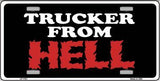 Trucker From Hell Metal Novelty License Plate