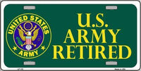 United States Army Retired Metal Novelty License Plate