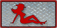 Cowgirl Mudflap Lady Metal Novelty License Plate