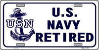 United States Navy Retired Metal Novelty License Plate