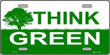 Think Green Metal Novelty License Plate