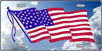 American Waving Flag Metal Novelty License Plate