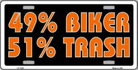 49% Biker Metal Novelty License Plate