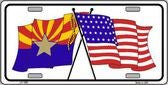 Arizona and USA Flags Crossed Novelty Metal License Plate