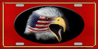 American Flag Bald Eagle Red Metal Novelty License Plate