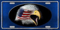 American Flag Bald Eagle Blue Metal Novelty License Plate