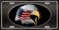 American Flag Bald Eagle Black Metal Novelty License Plate
