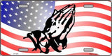 Praying Hands American Flag Metal Novelty License Plate