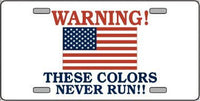WARNING! American Flag Metal Novelty License Plate