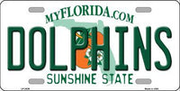 Miami Dolphins Florida State Background Novelty Metal License Plate