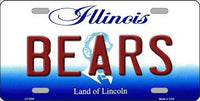 Chicago Bears Illinois State Background Novelty Metal License Plate