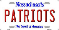 New England Patriots Massachusetts State Background Novelty Metal License Plate