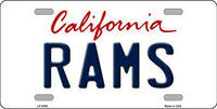 Los Angeles Rams California State Background Novelty Metal License Plate