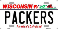 Green Bay Packers Wisconsin State Background Novelty Metal License Plate