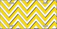 Yellow/White Chevron Pattern Novelty Metal License Plate