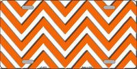 Orange/White Chevron Pattern Novelty Metal License Plate