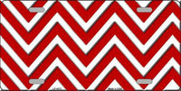 Red/White Chevron Pattern Novelty Metal License Plate