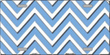Light Blue/White Chevron Pattern Novelty Metal License Plate