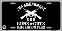 2nd Amendment God, Guns, Guts Novelty Metal License Plate