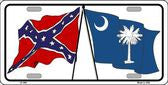 Confederate Flag and South Carolina State Flag Novelty Metal License Plate