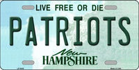 New England Patriots New Hampshire State Background Novelty Metal License Plate