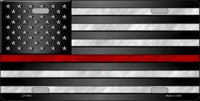 American Flag w/ Fire Red Line Novelty Metal License Plate