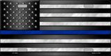 American Flag With Blue Police Line Novelty Metal License Plate