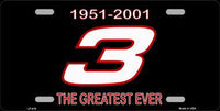 Dale Earnhardt #3 The Greatest Ever Novelty Metal License Plate