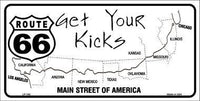 Route 66 Get Your Kicks Main Street of America Metal Novelty License Plate