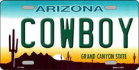 Cowboy Arizona Background Metal Novelty License Plate