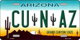 CU N AZ Arizona Background Metal Novelty License Plate