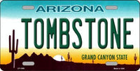 Tombstone Arizona Background Metal Novelty License Plate