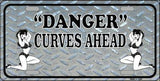 Danger Curves Ahead Metal Novelty License Plate