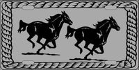 2 Running Horses Metal Novelty License Plate