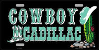 Cowboy Cadillac Metal Novelty License Plate