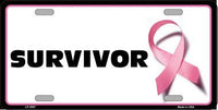 Survivor Pink Ribbon Novelty Metal License Plate