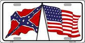 Confederate  and USA Crossed Flags Novelty Metal License Plate