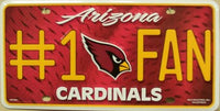 Arizona Cardinals #1 Fan Novelty Metal License Plate
