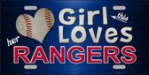 This Girl Loves Her Texas Rangers Novelty Metal License Plate