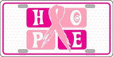 Breast Cancer Hope Metal Novelty License Plate