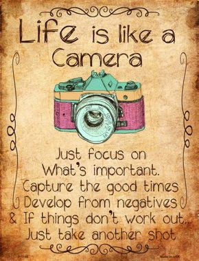 Life Is Like A Camera Metal Novelty Parking Sign