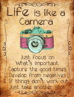Life Is Like A Camera Metal Novelty Parking Sign