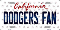 Los Angeles Dodgers MLB Fan California State Background Novelty Metal License Plate